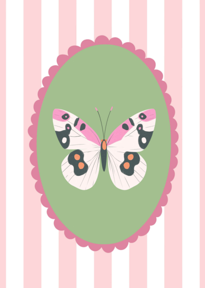 Plakat motyl vintage róż dla dzieci pokój dziecięcy