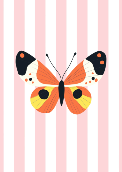 Plakat motyl na pastelowym tle do pokoju dziecięcego