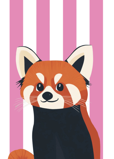Plakat czerwona panda dla dzieci skandynawski boho modern