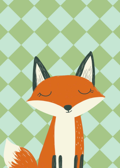 Plakat uroczy lisek dla dzieci styl skandynawski boho