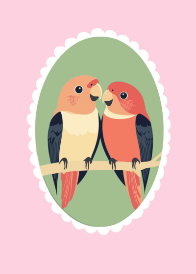 Plakat papużki nierozłączki dla dzieci pastelowe kolory