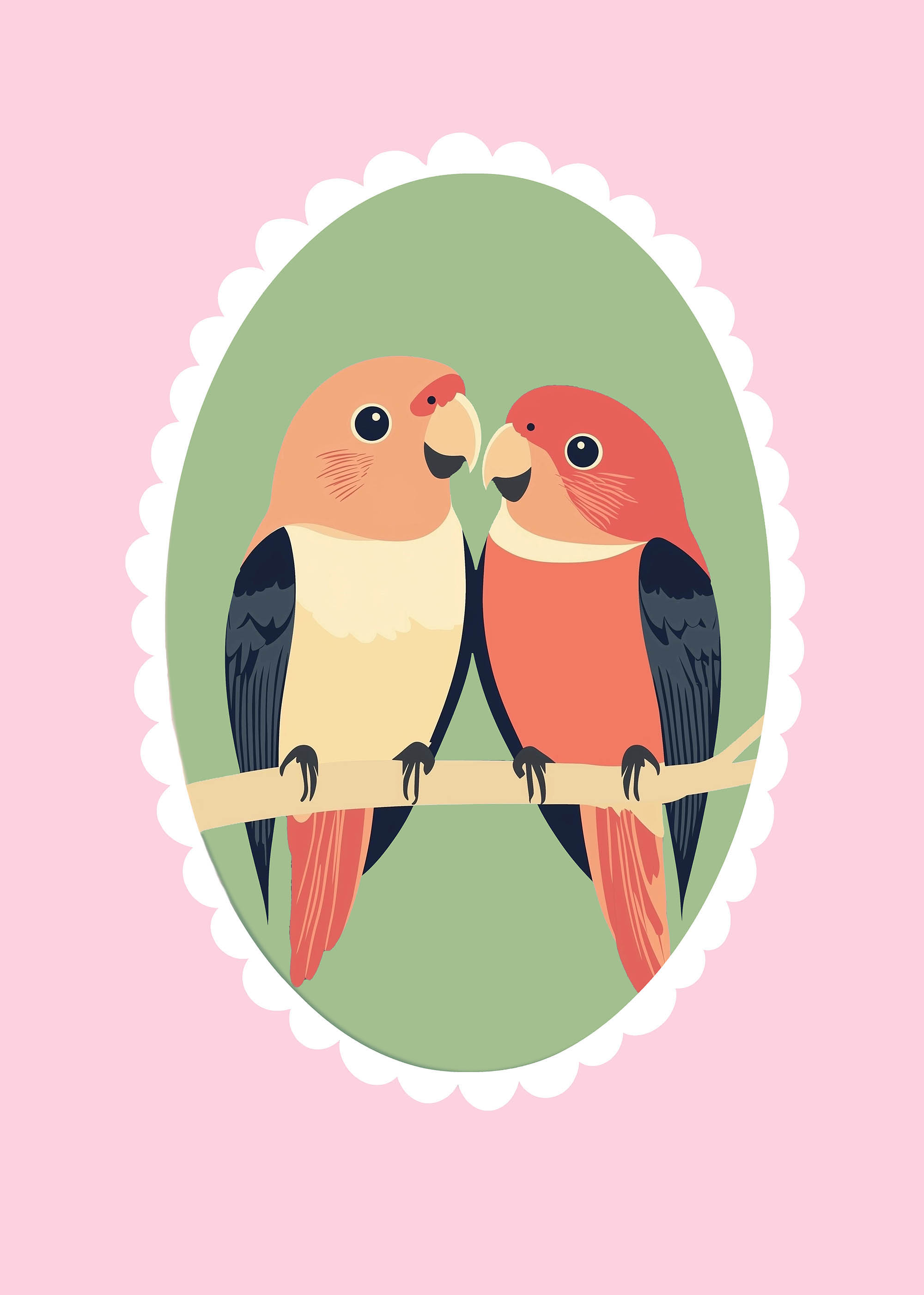 Plakat papużki nierozłączki dla dzieci pastelowe kolory