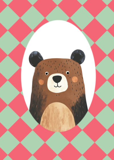 Plakat miś niedźwiadek dla dzieci skandynawski styl