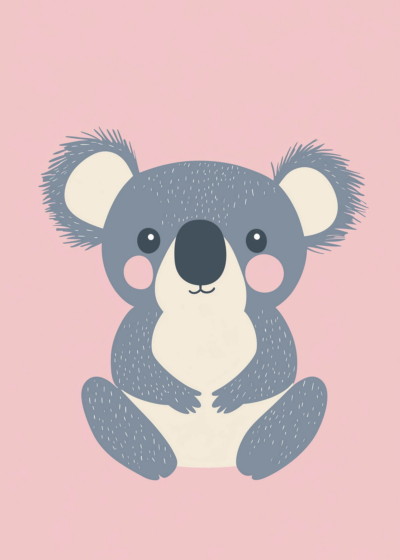 Plakat koala skandynawski szary różowy pokój dziecięcy
