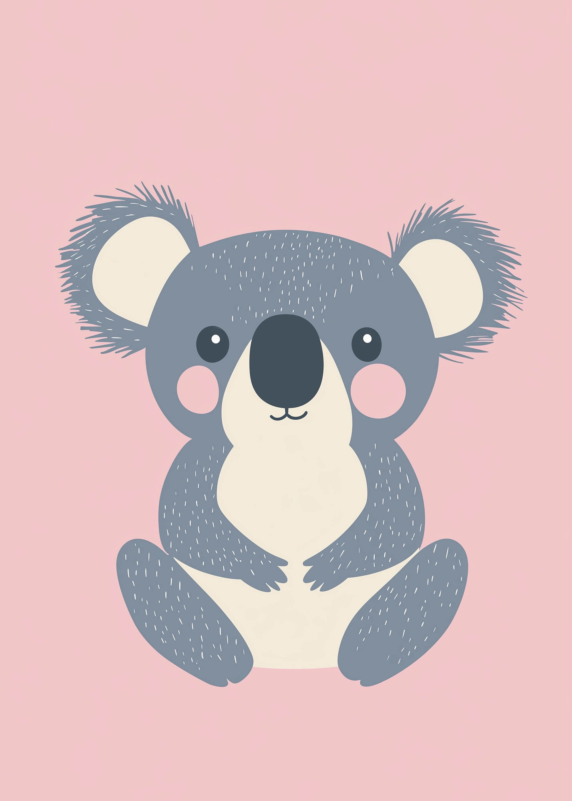 Plakat koala skandynawski szary różowy pokój dziecięcy