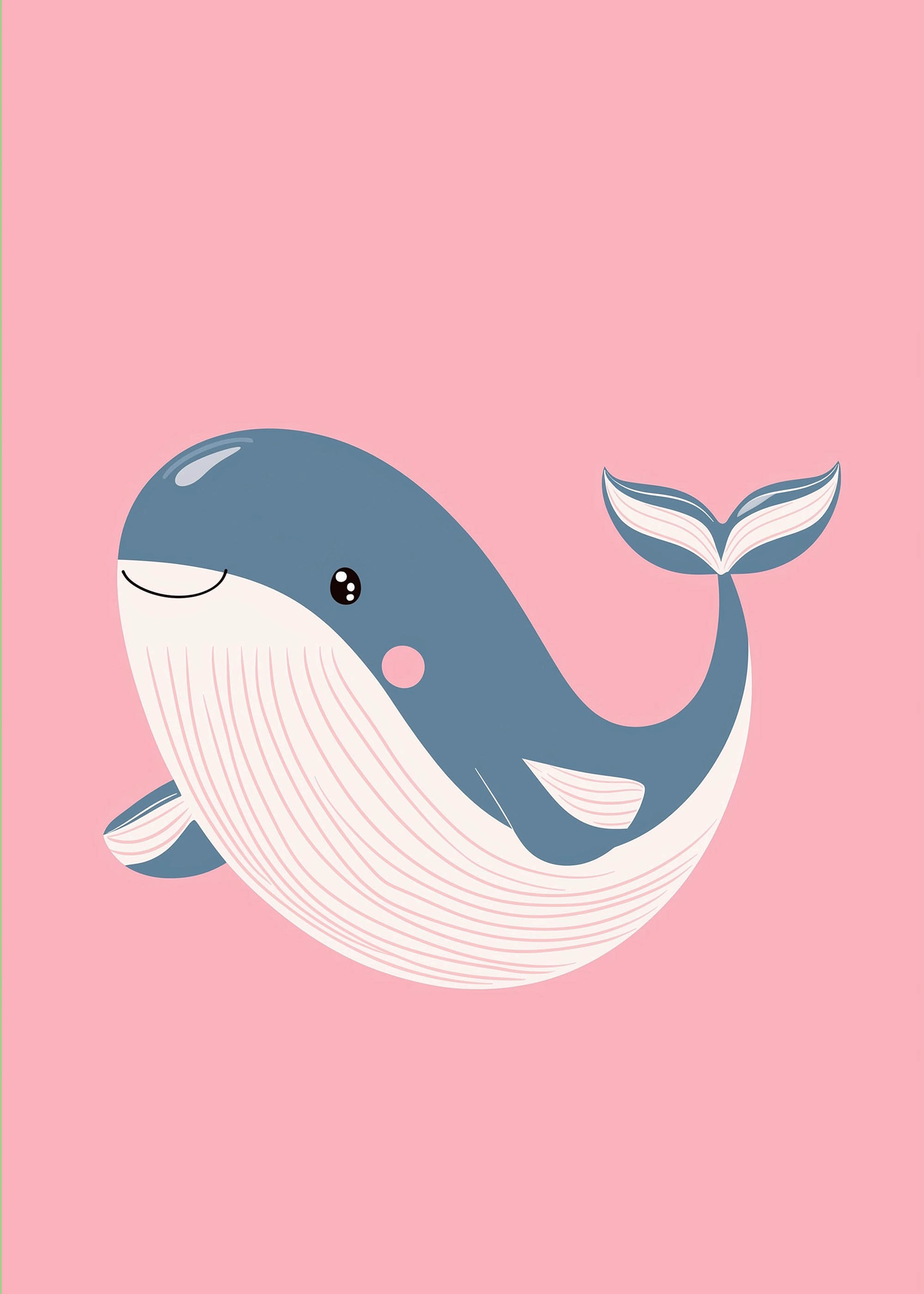 Plakat wieloryb dla dzieci pastelowy różowy skandynawski