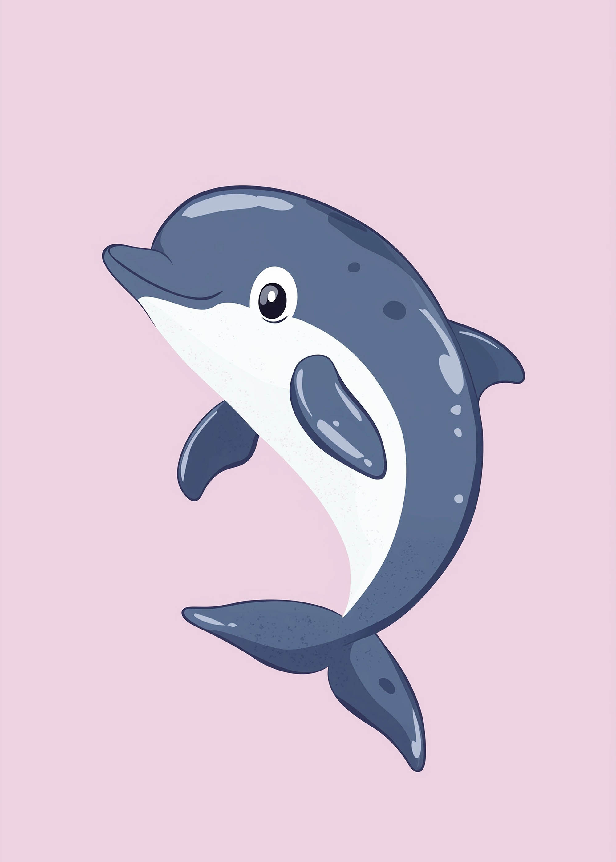 Plakat delfin dla dzieci błękitny różowy skandynawski