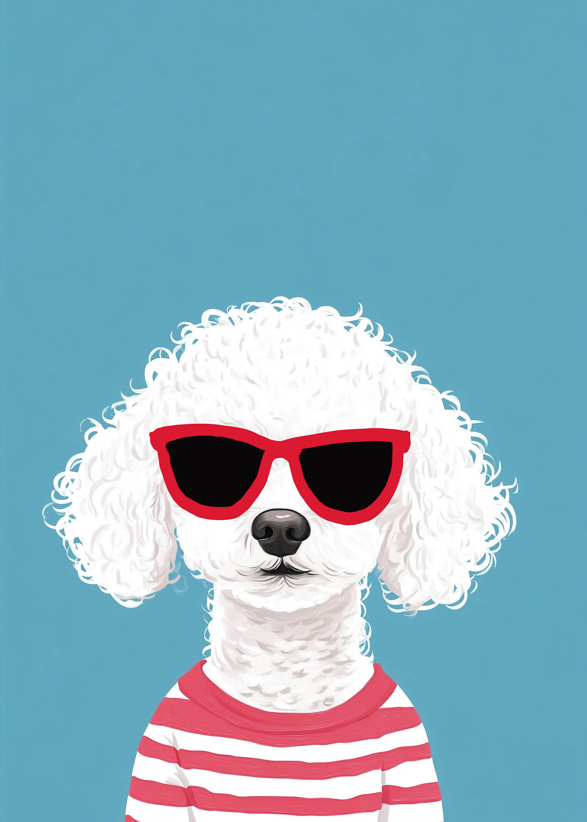 Plakat poodle w okularach i marynarskim stroju dla dzieci