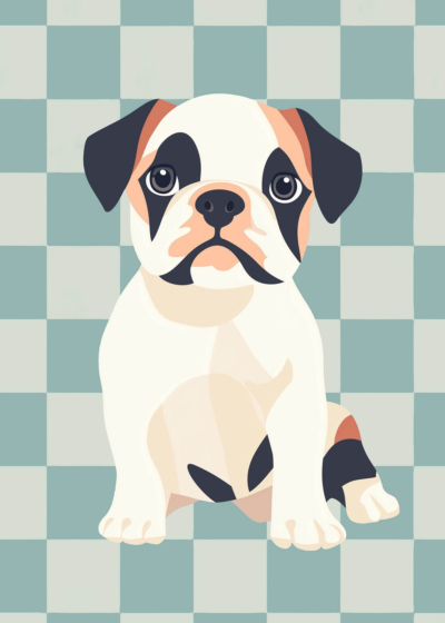 Plakat geometryczny szczeniak minimalistyczny pokój dziecięcy