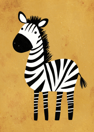 Plakat zebra ilustracja dla dzieci pokój dziecięcy safari