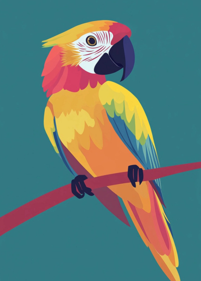 Plakat kolorowa papuga ara tropikalna dla dzieci boho