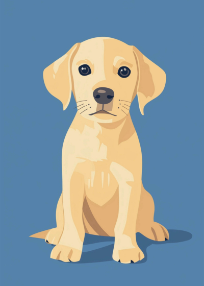 Plakat młody labrador minimalistyczny styl kremowe odcienie