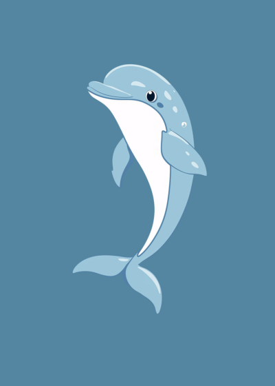 Plakat niebieski delfin dla dzieci pokój marynistyczny