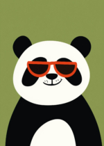 Plakat panda w pomarańczowych okularach dla dzieci