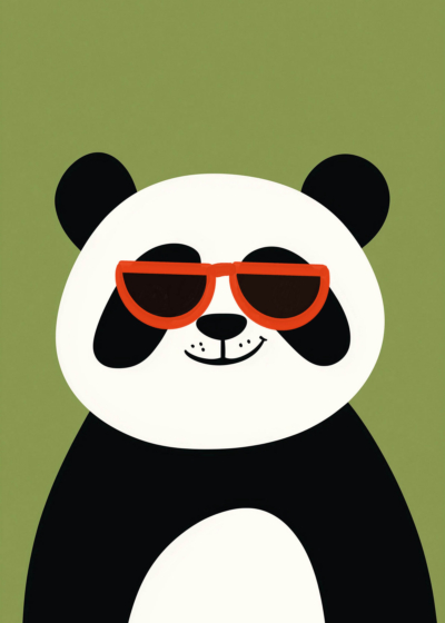 Plakat panda w pomarańczowych okularach dla dzieci