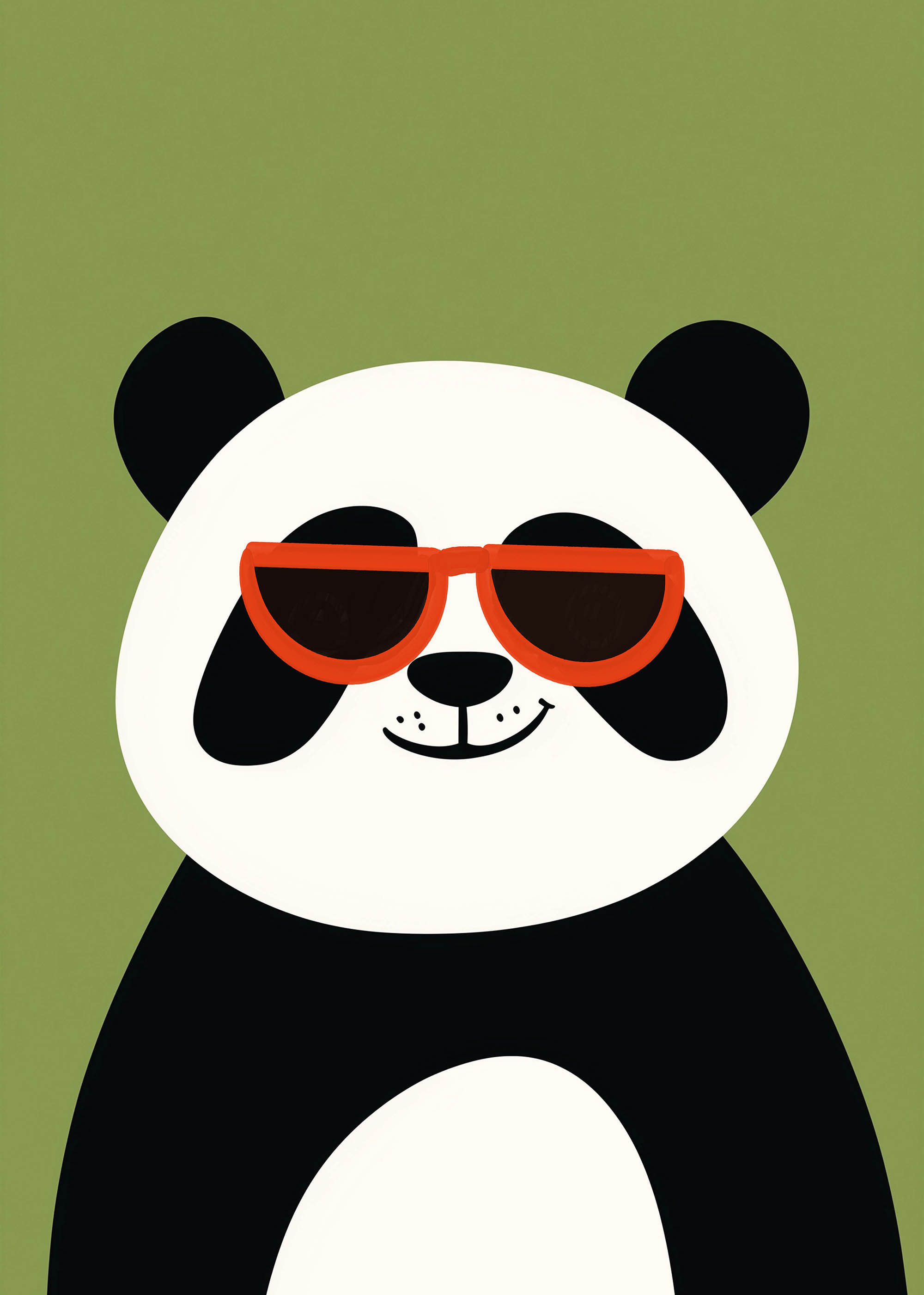 Plakat panda w pomarańczowych okularach dla dzieci
