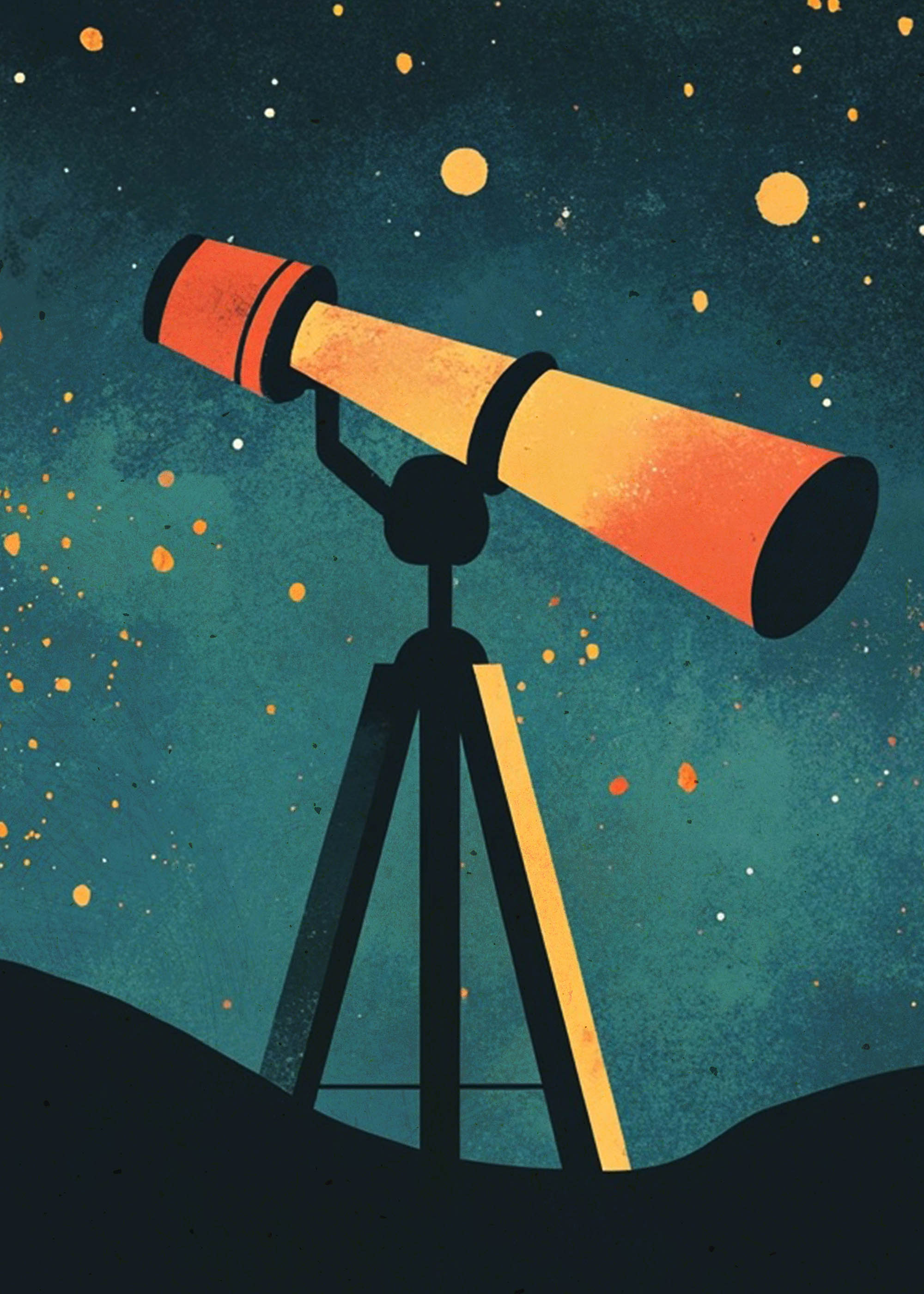 Plakat teleskop gwiazdy kosmos dla dzieci astronomia