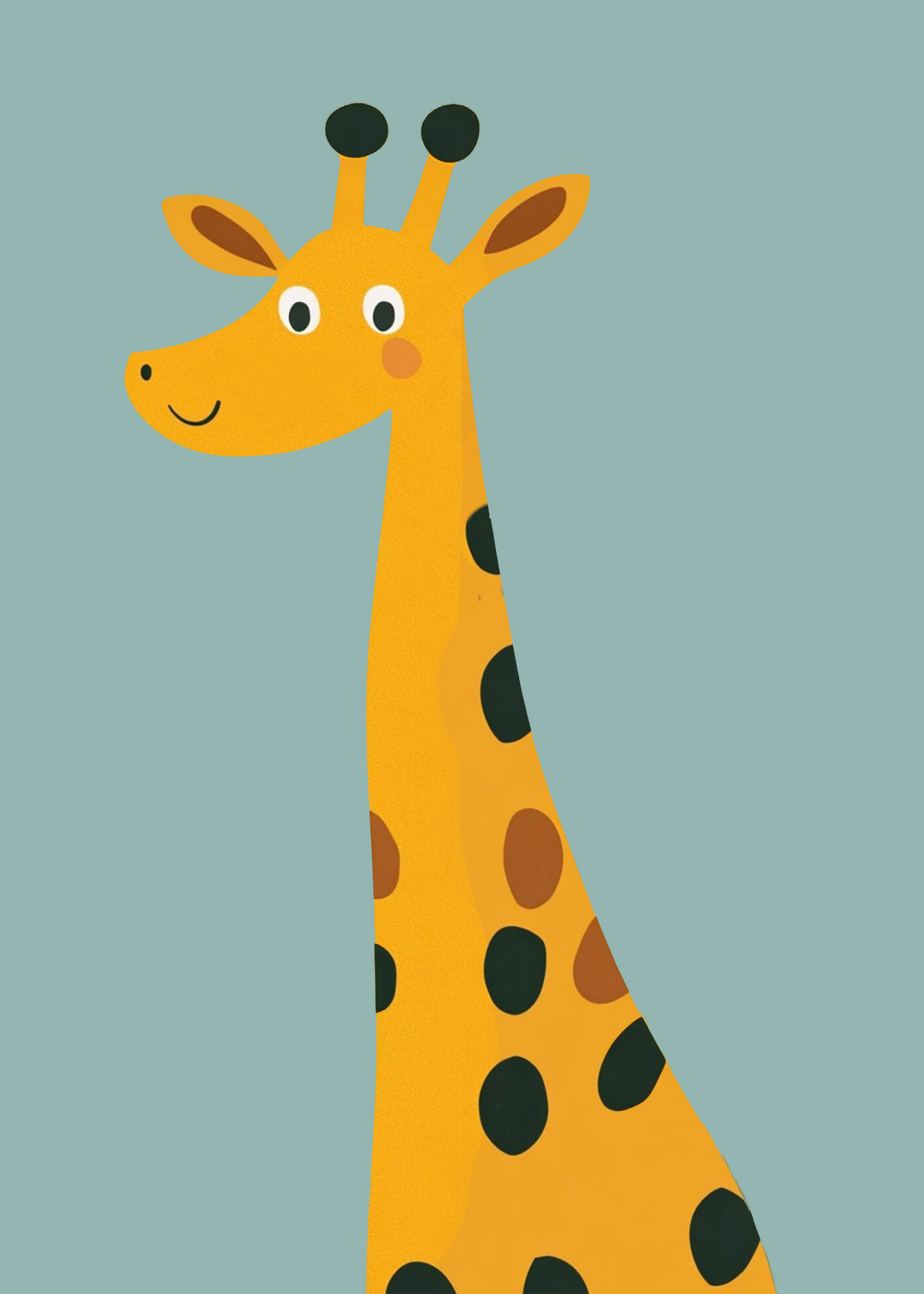 Plakat żyrafa pomarańczowa dla dzieci skandynawski styl