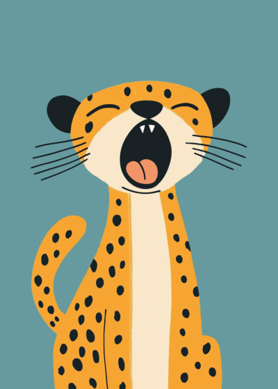 Plakat minimalistyczny gepard dla dzieci kolorowy zwierzę