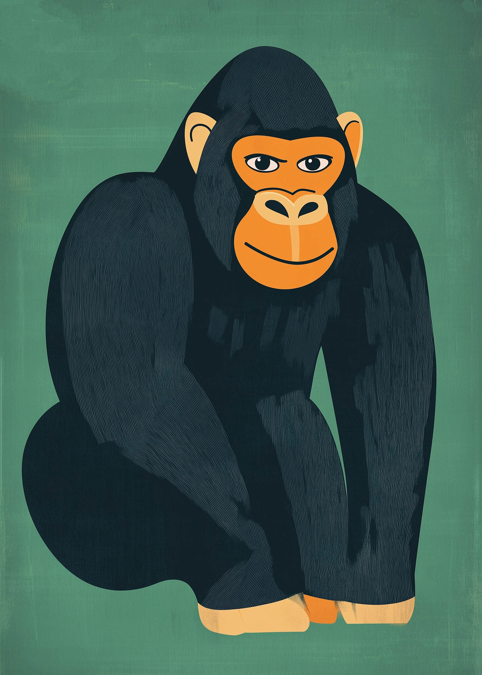 Plakat sympatyczny goryl dla dzieci szmaragdowe tło