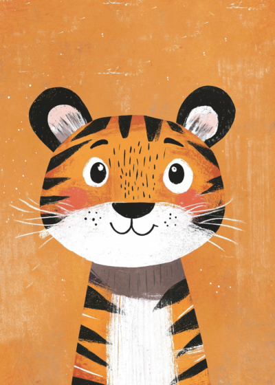Plakat tygrys dla dzieci w stylu skandynawskim boho
