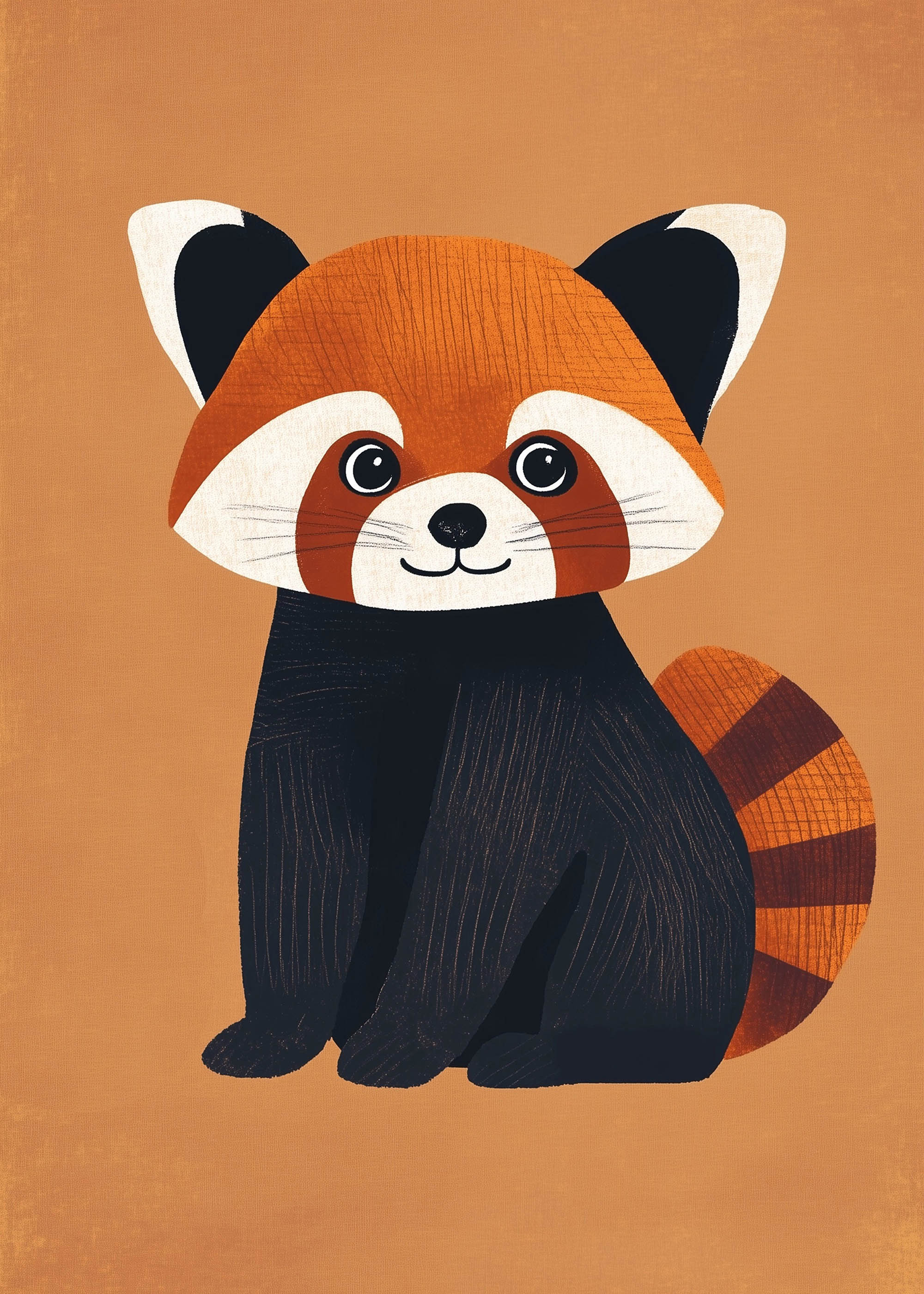 Plakat czerwona panda ilustracja dla dzieci skandynawski