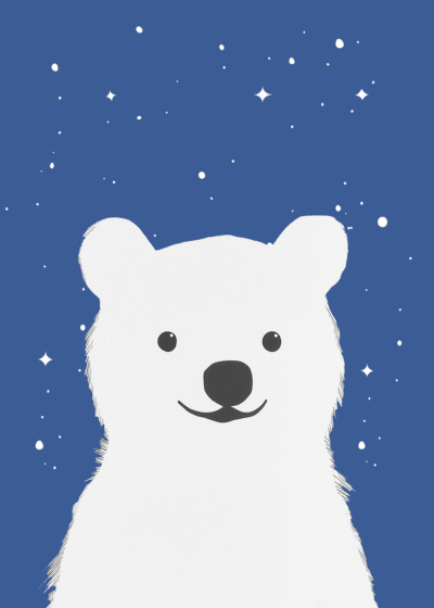 Plakat niedźwiedź polarny dla dzieci nocne niebo gwiazdy