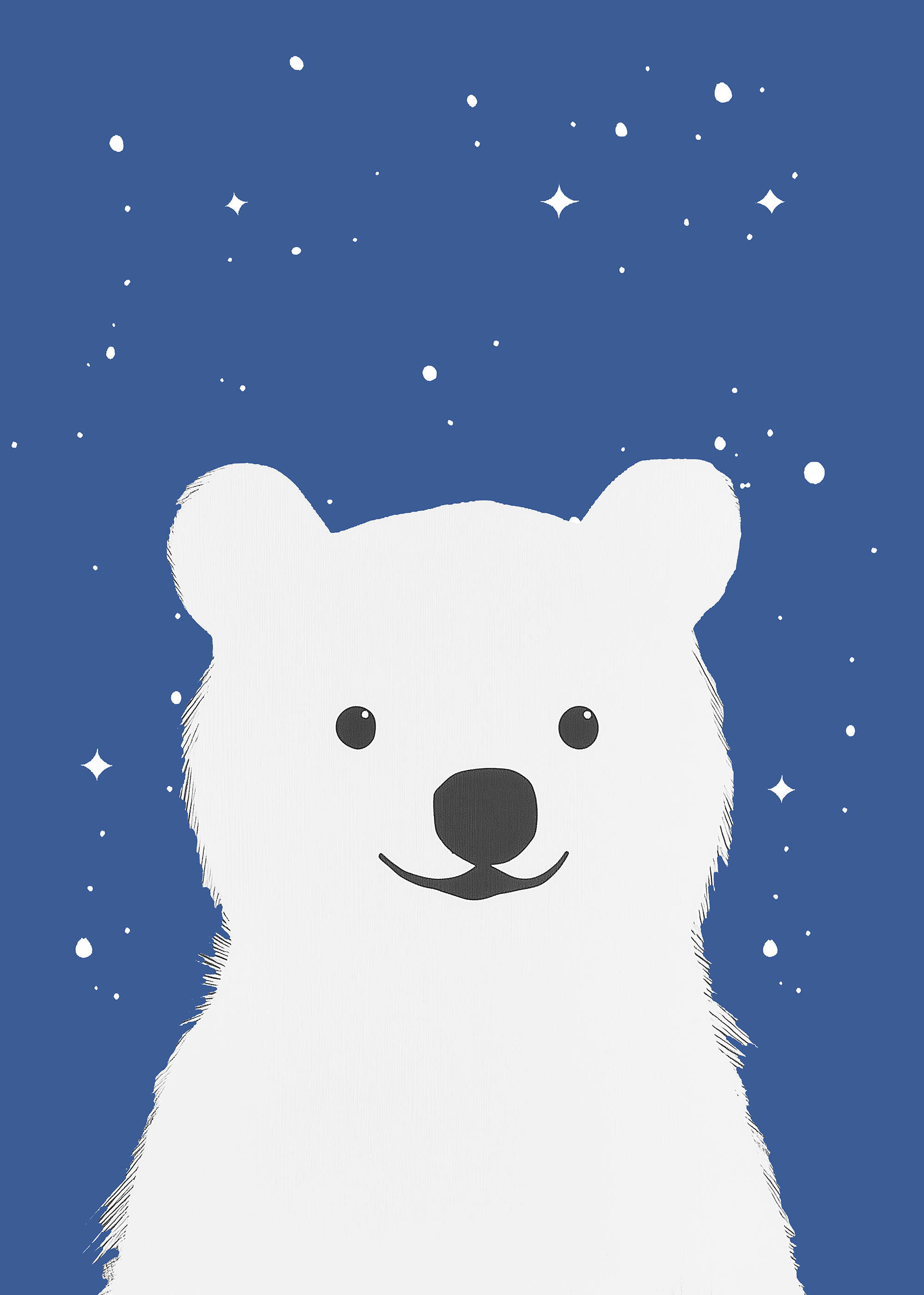 Plakat niedźwiedź polarny dla dzieci nocne niebo gwiazdy