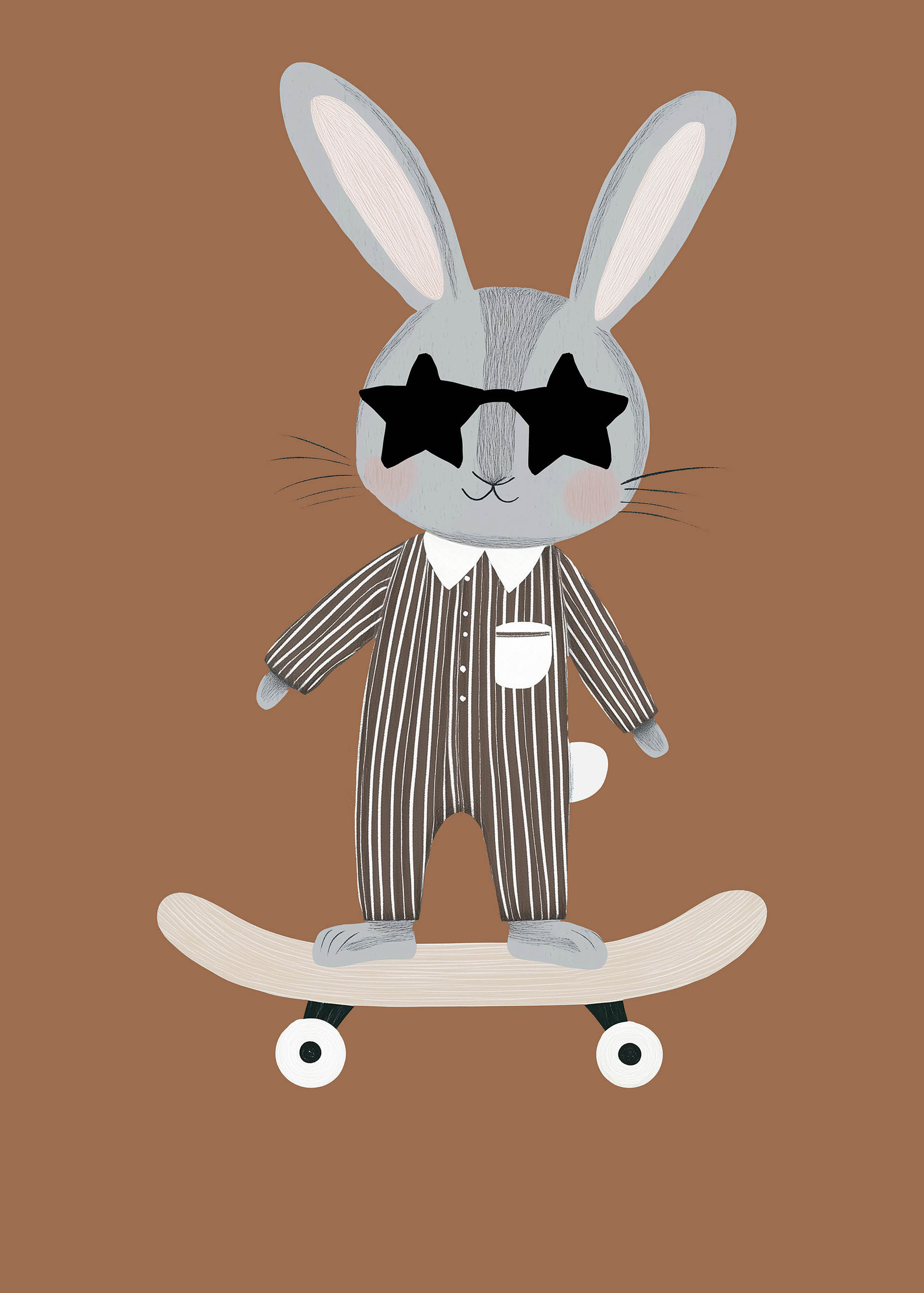 Plakat zajączek skateboardzista w okularach dziecięcy pokój