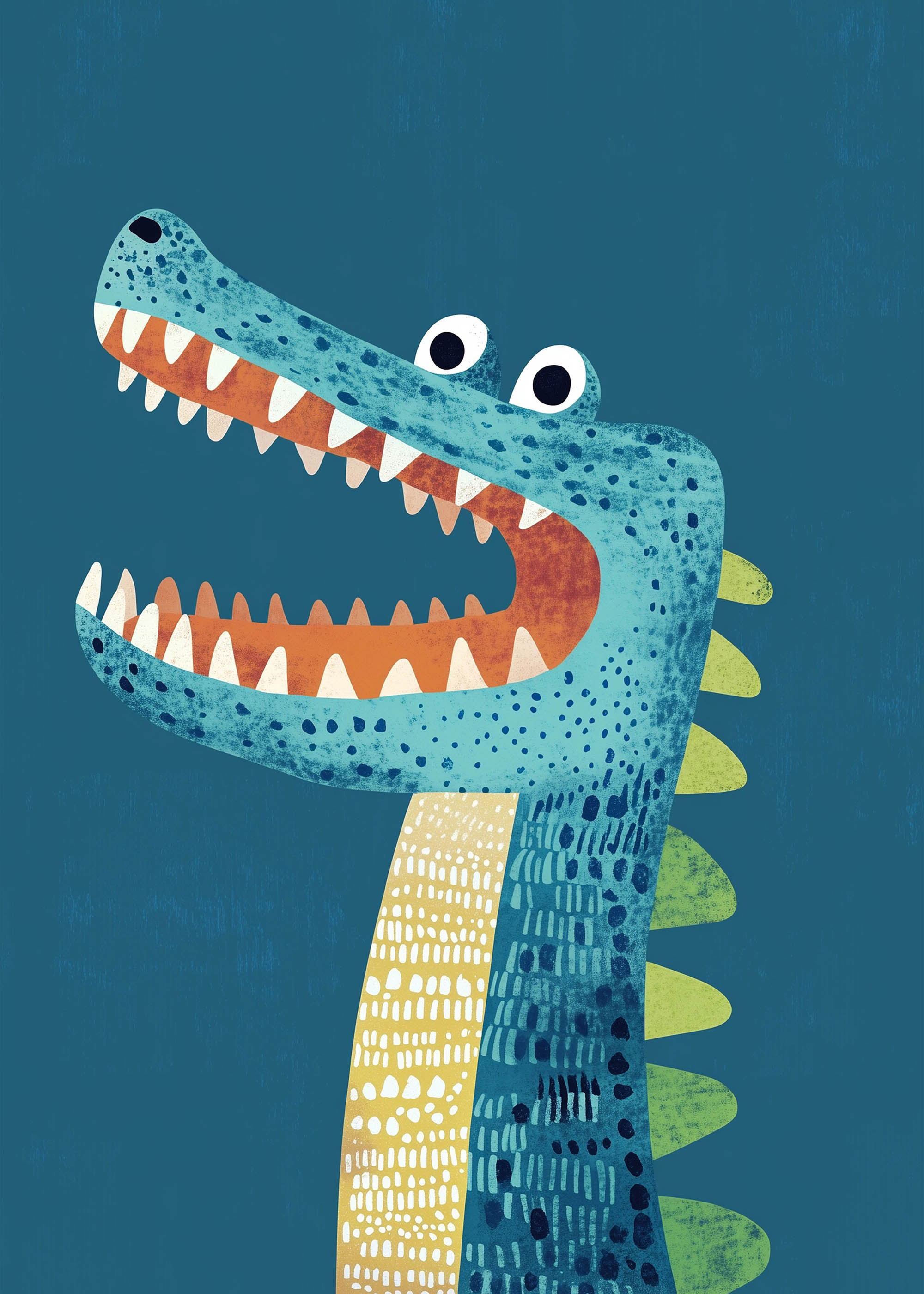 Plakat krokodyl dla dzieci turkusowy skandynawski