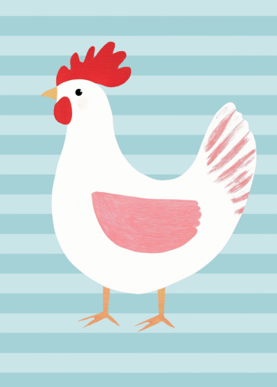 Plakat biała kurka dla dzieci skandynawski styl pokój