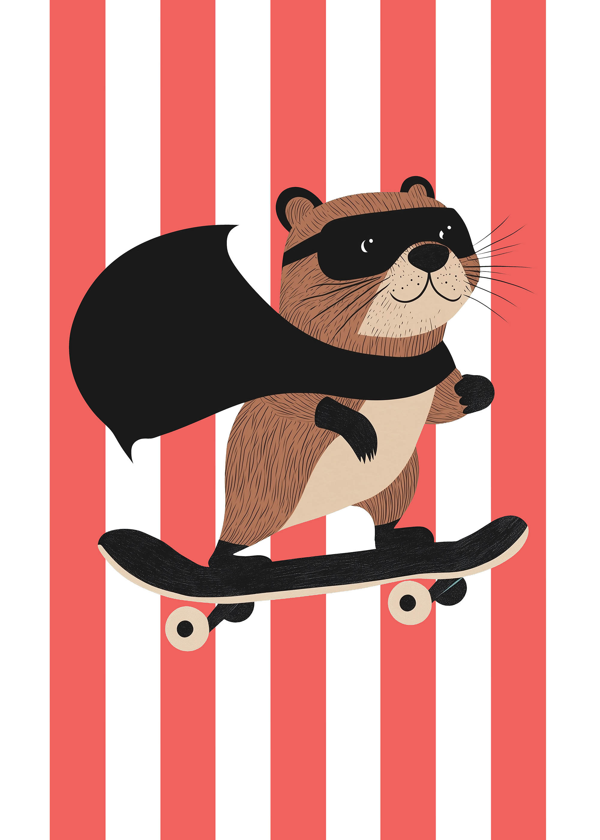 Plakat miś superhero na deskorolce dla dzieci