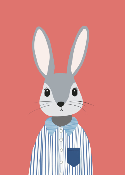 Plakat królik w koszuli w paski dla dzieci vintage