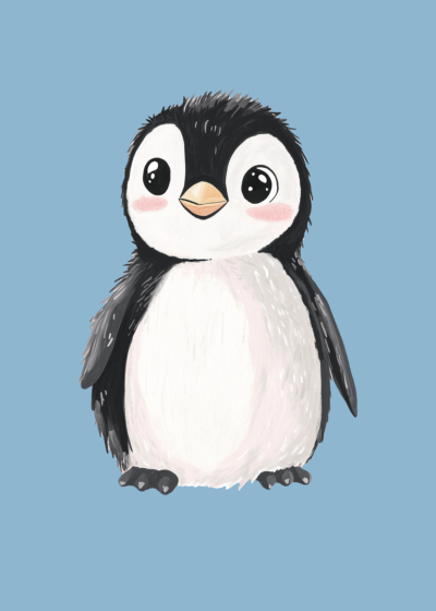 Plakat słodki pingwin do pokoju dziecięcego skandynawski