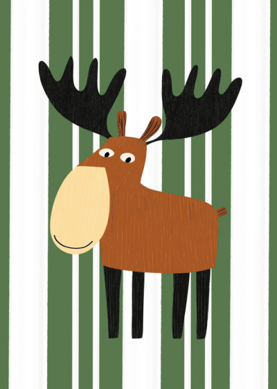 Plakat łoś skandynawski minimalistyczny dla dzieci brąz