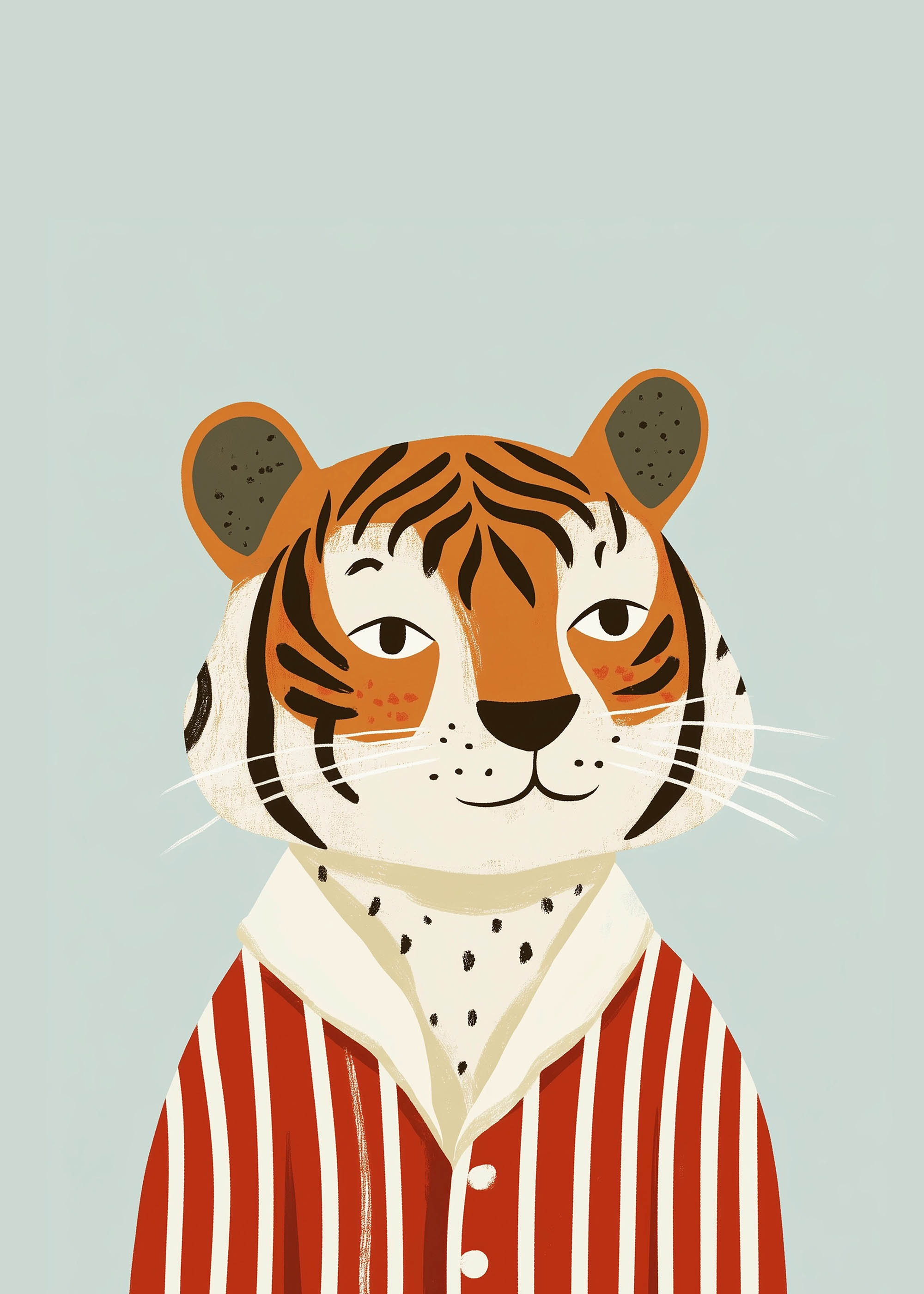 Plakat tygrys w ludzkim stylu dla dzieci vintage