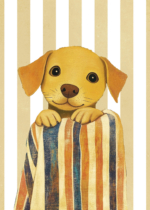 Plakat szczeniak golden retriever dziecięcy pokój vintage