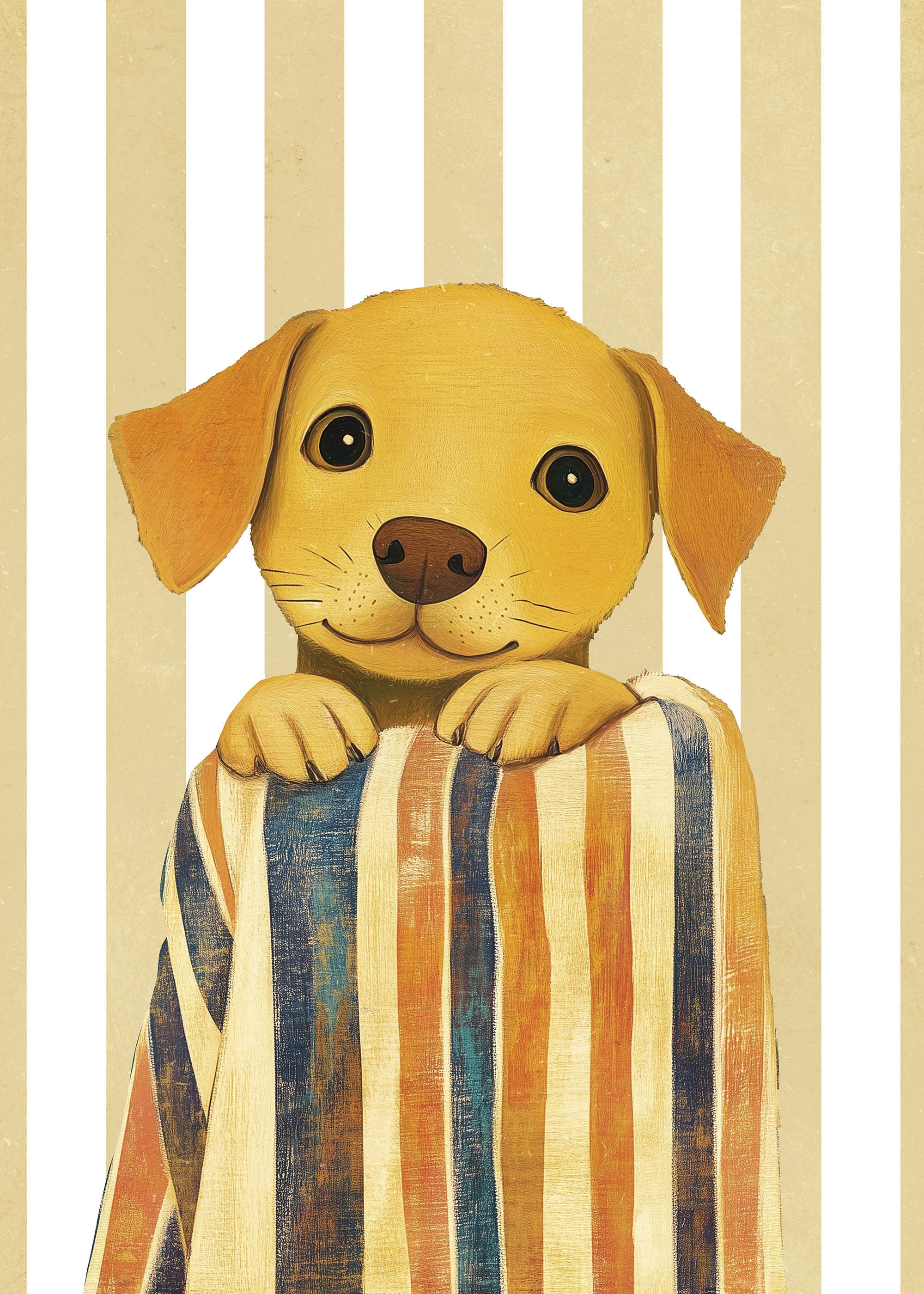 Plakat szczeniak golden retriever dziecięcy pokój vintage