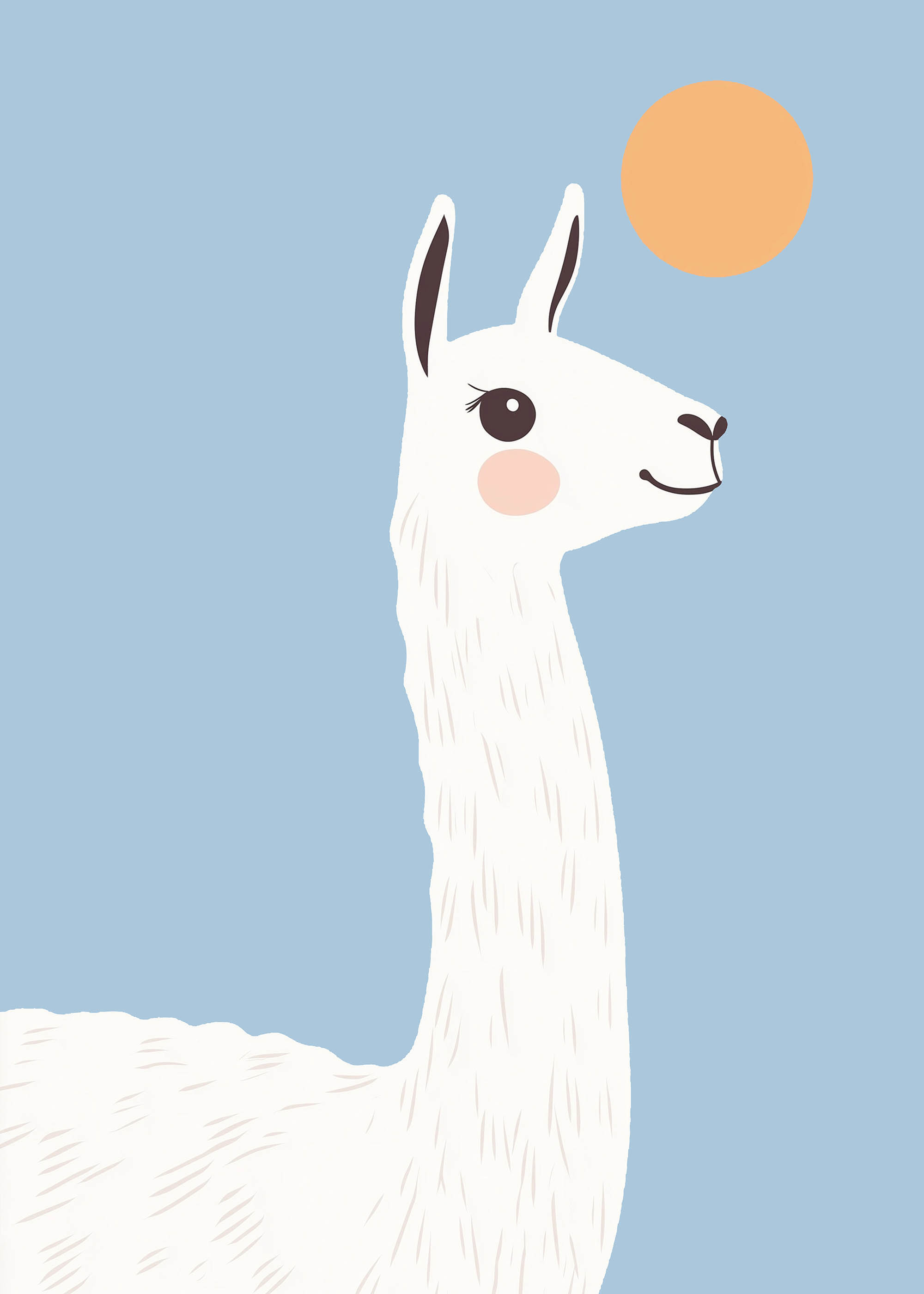 Plakat biała lama dla dzieci minimalistyczny błękitny