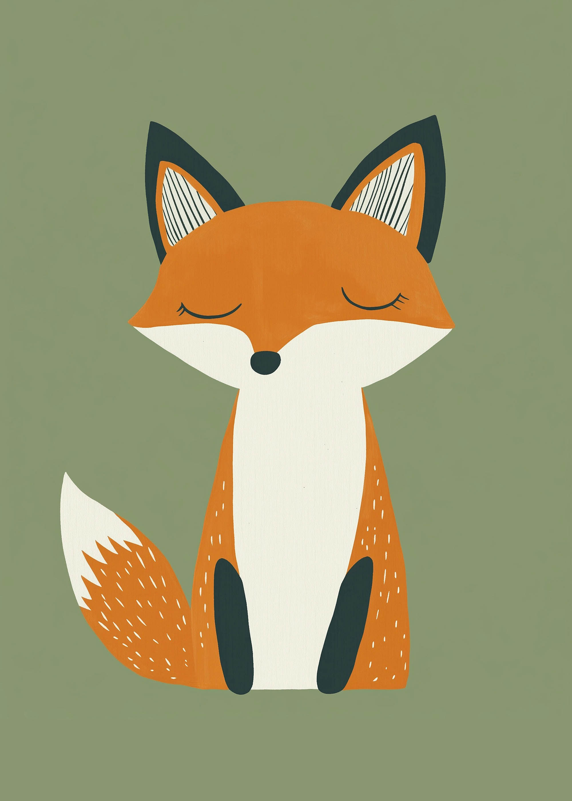 Plakat lisek dla dzieci w stylu skandynawskim boho