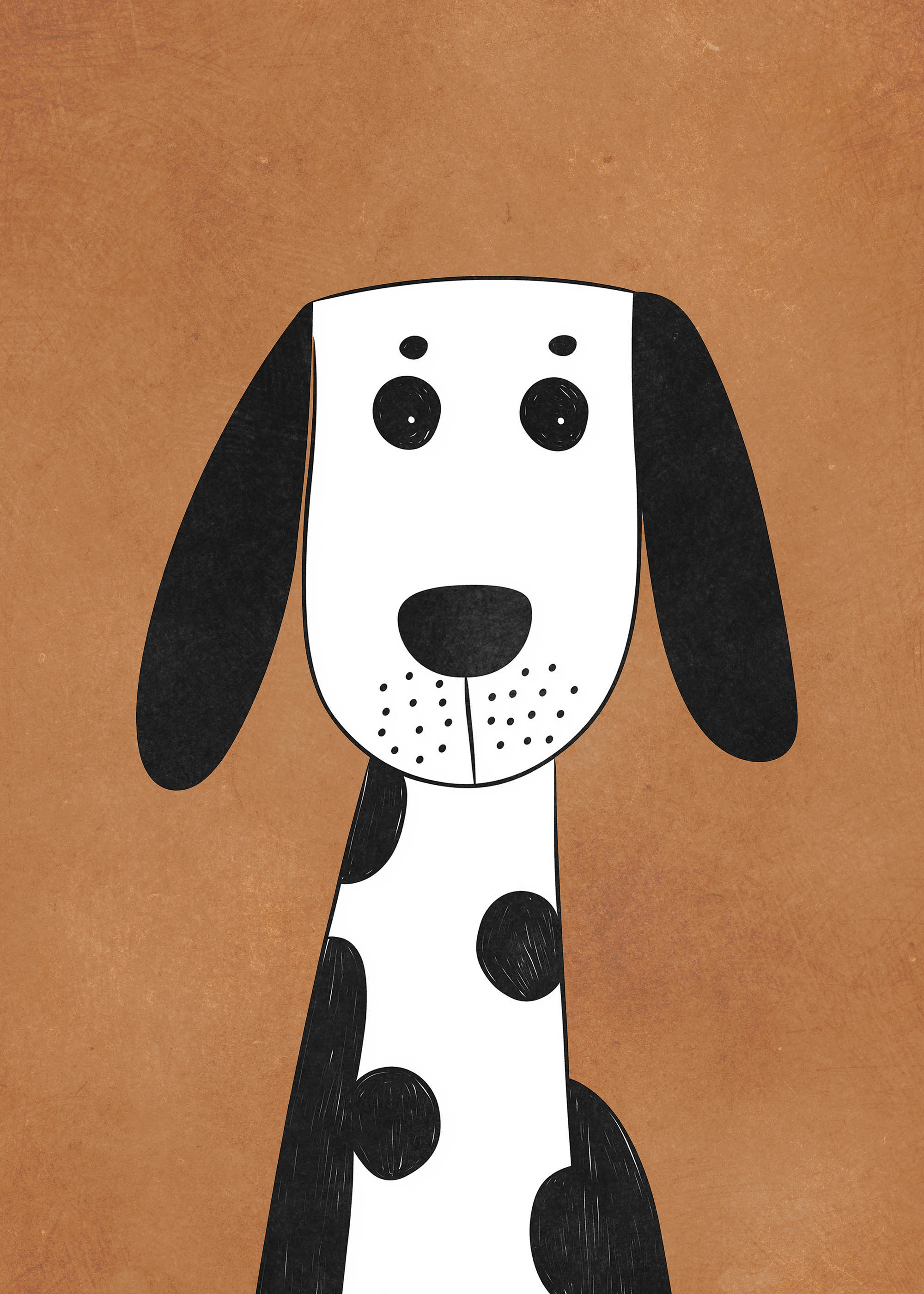 Plakat skandynawski pies dla dzieci czarno-biały terakota