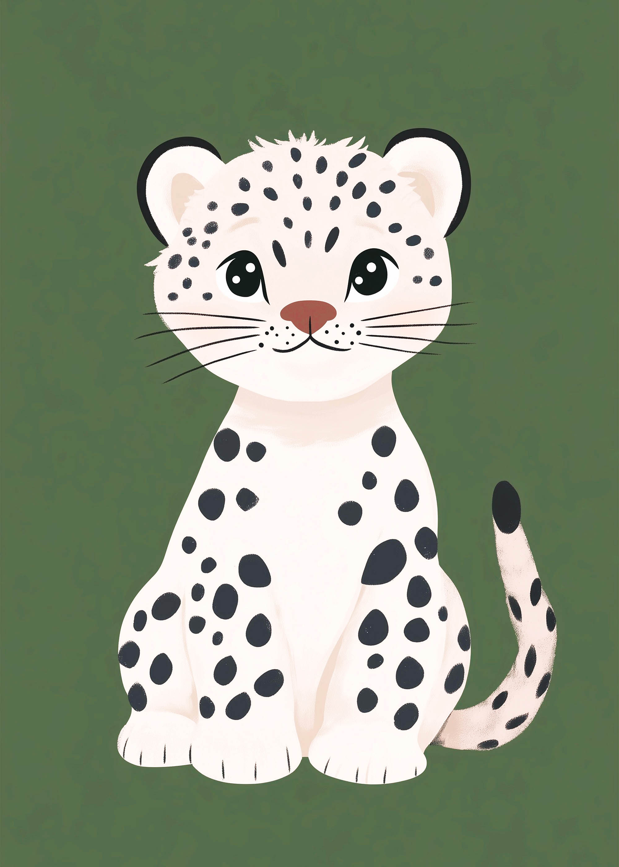 Plakat młody leopard śnieżny dla dzieci skandynawski