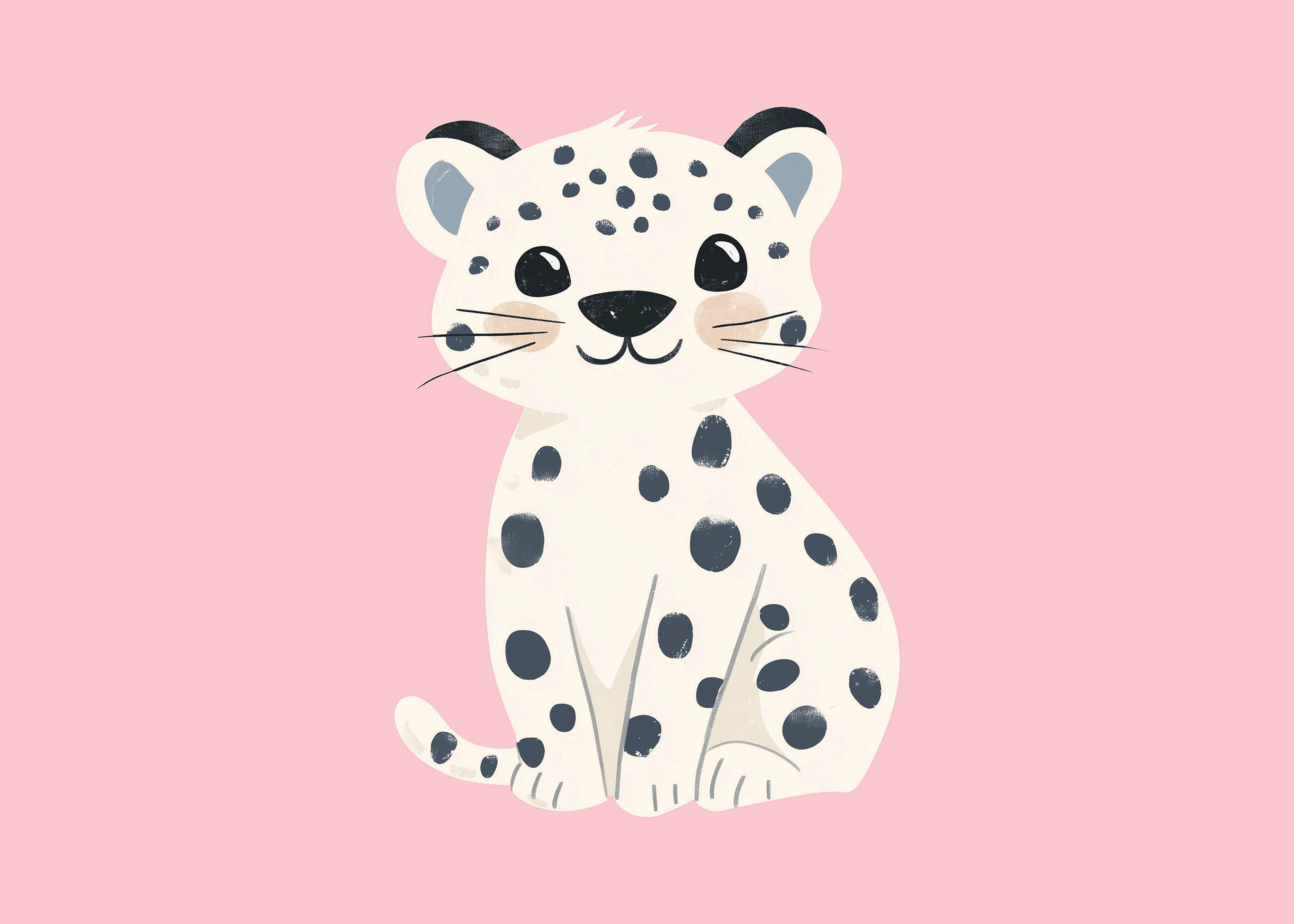 Plakat dziecięcy leopard na różowym tle styl skandynawski