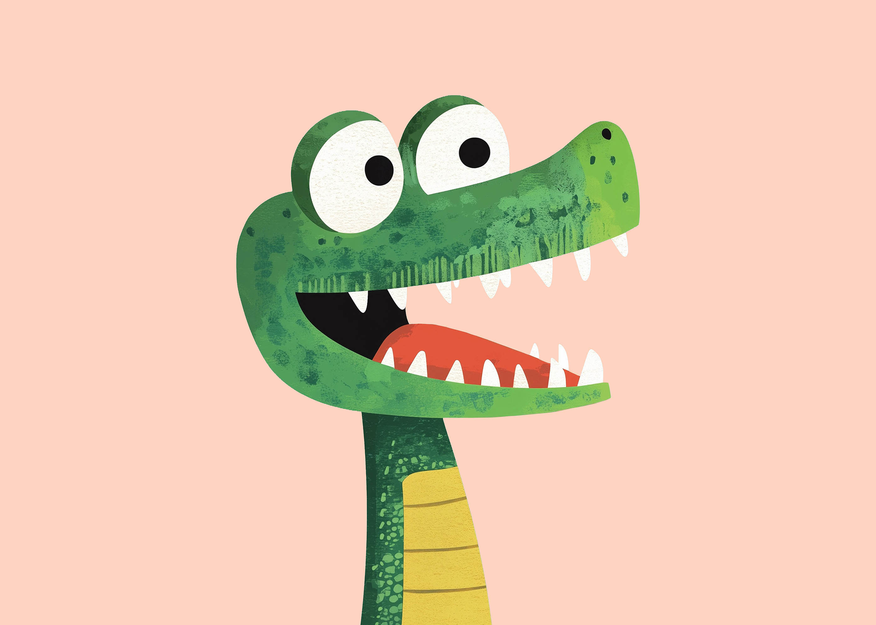 Plakat sympatyczny dinozaur dla dzieci zielony T-Rex