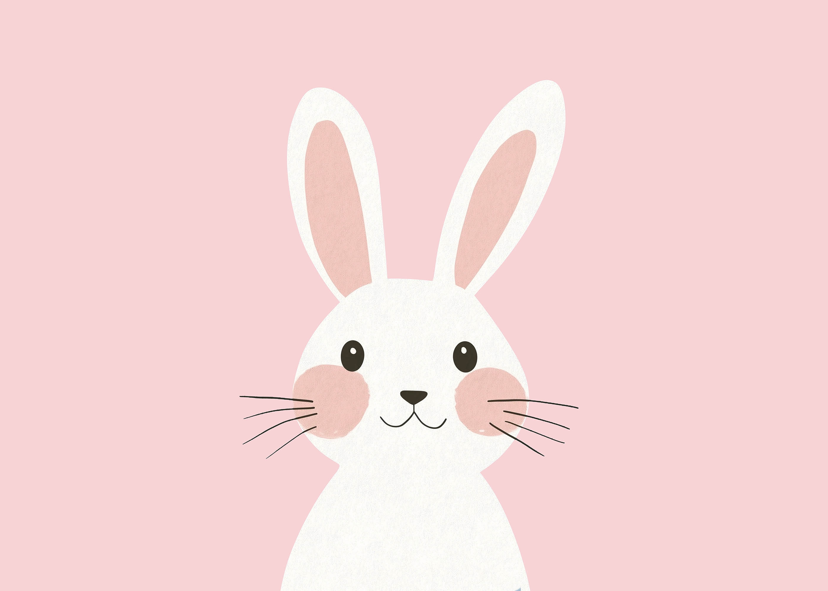 Plakat biały królik dla dzieci pokój dziecięcy różowy