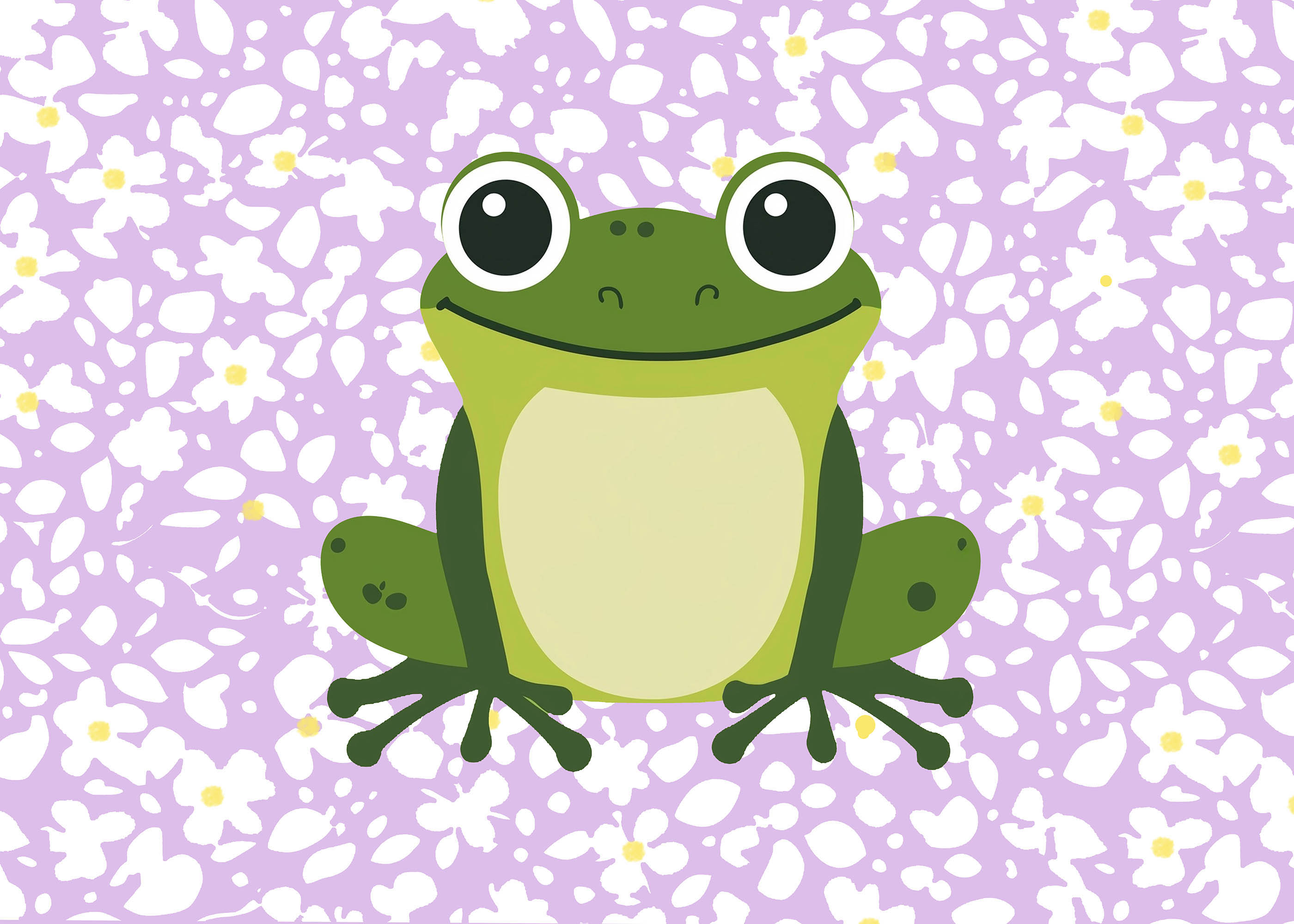 Plakat żabka z kwiatami dla dzieci skandynawski boho