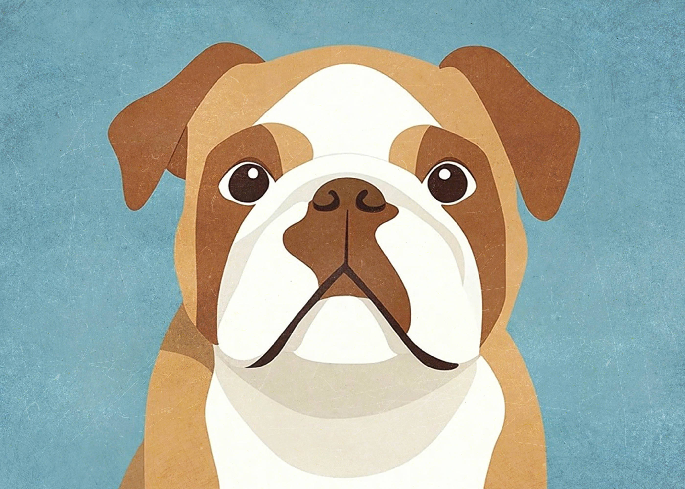 Plakat buldog angielski minimalistyczny geometryczny dziecięcy