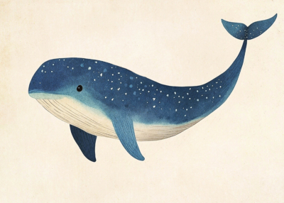Plakat wieloryb niebieski gwiazdozbiory pokój dziecięcy