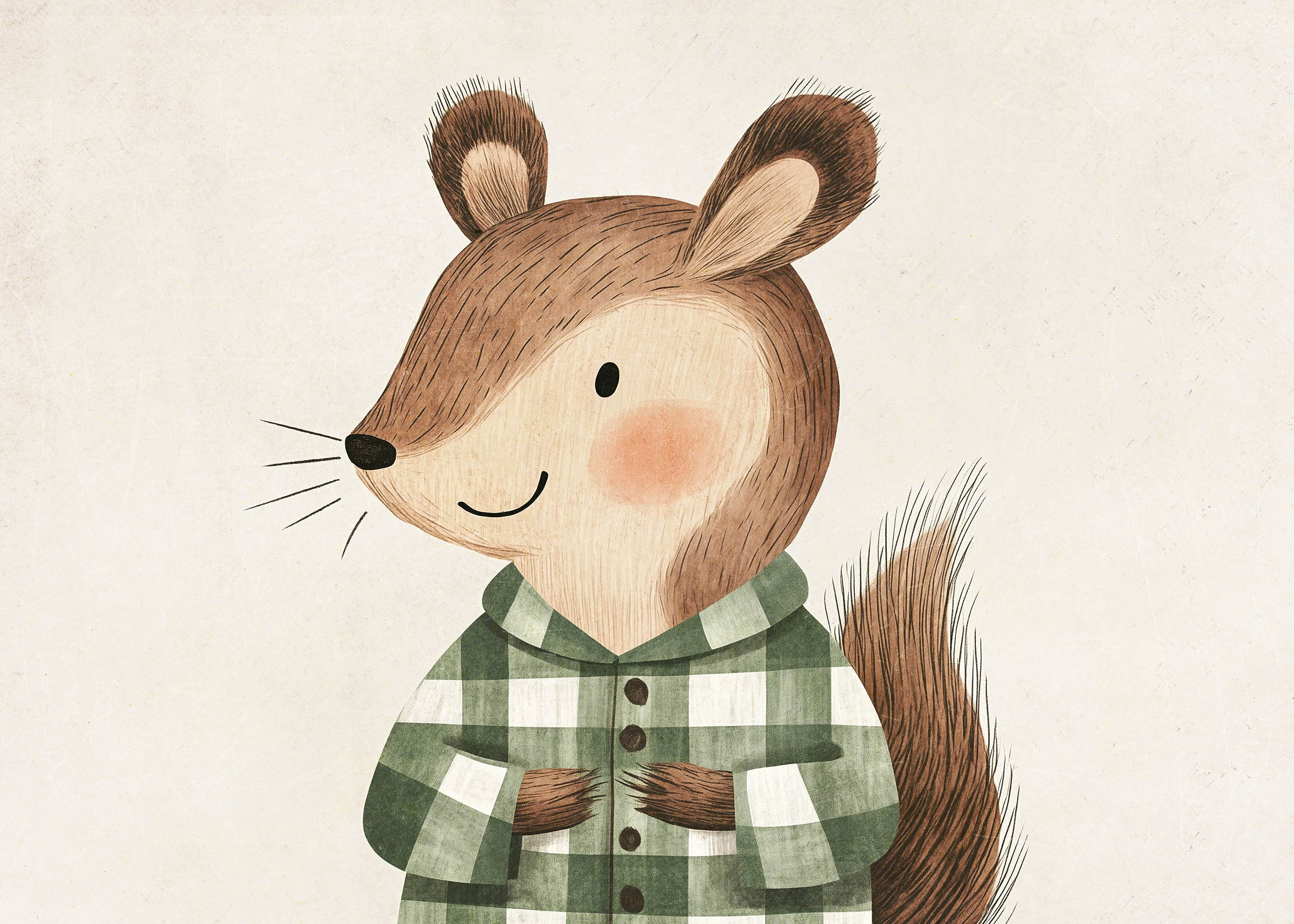 Plakat wiewiórka w kraciaste koszulce dla dzieci