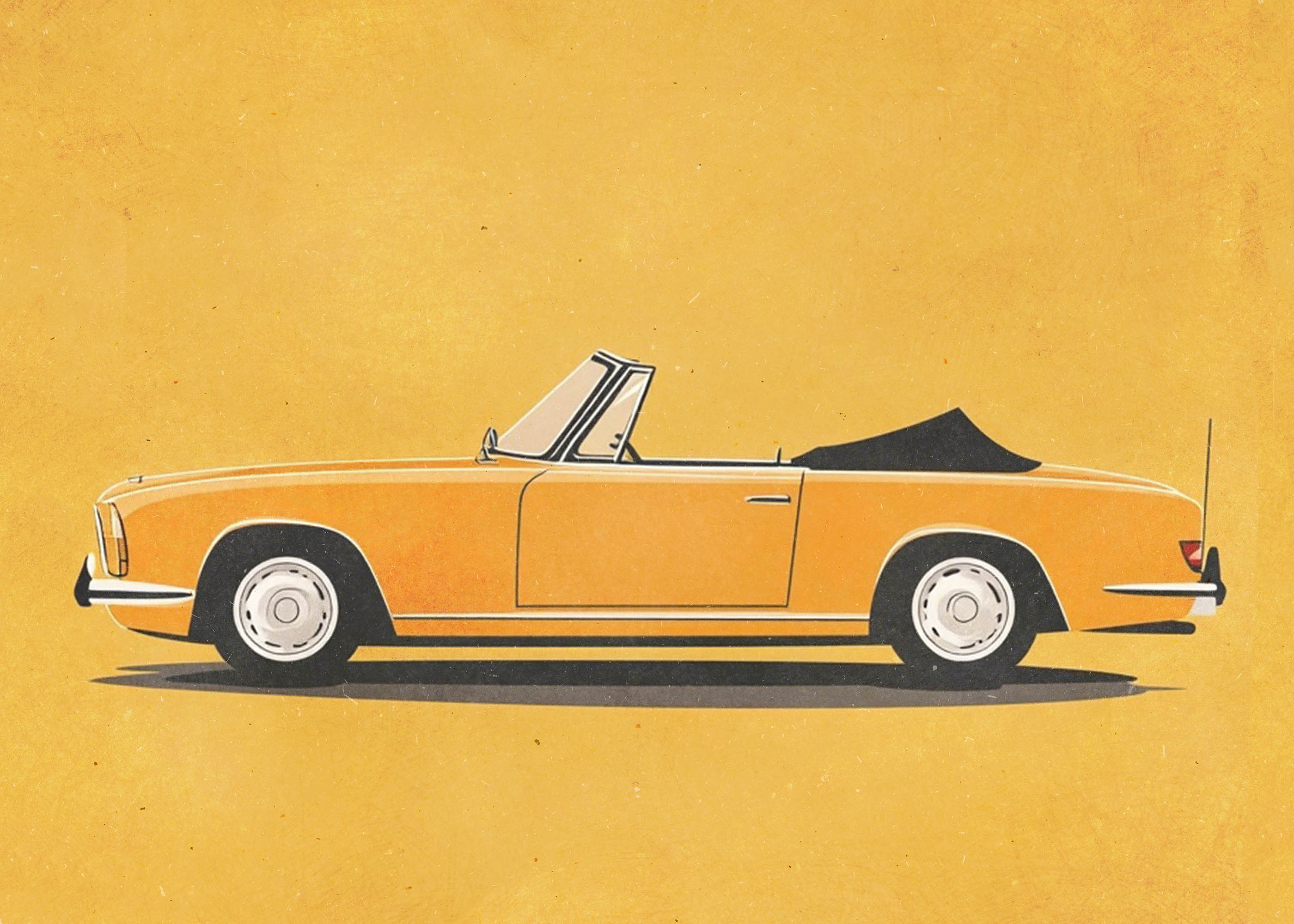 Plakat retro kabriolet roadster vintage pomarańczowy